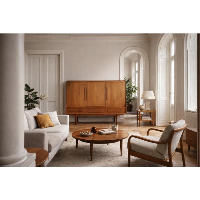 Mid-Century Danish Modern Brown Teak Highboard, 1950s For Sale - Image 9 of 18