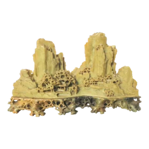 1970s Chinese Soapstone Carved Mountain Village Scene