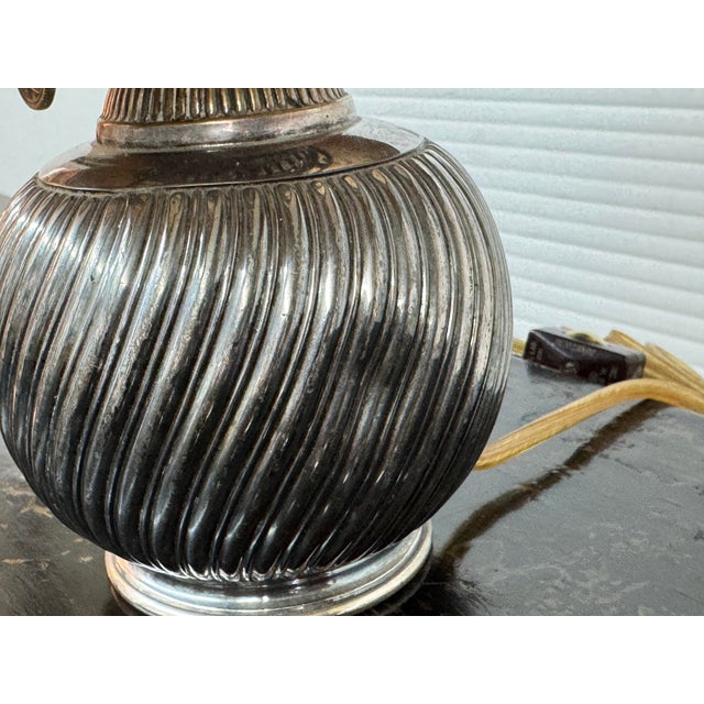 Robin's Egg Blue Early 20th Century Rowan, Evans & Sons Converted Kerosene Lamp For Sale - Image 8 of 12