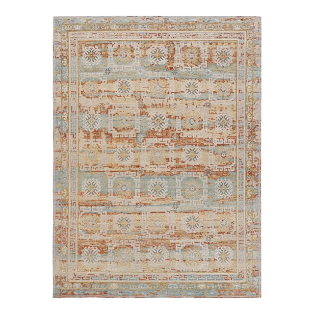 Rug & Kilim’s Block Print Runner Rug with Colorful Geometric Floral Medallions - 3x10 For Sale