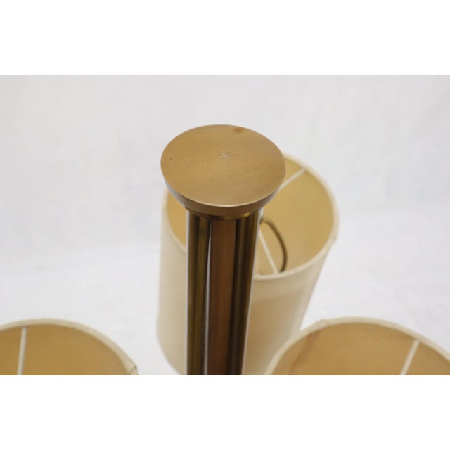Gold Large Mid-Century Modern Three arms Table or Floor Lamp with Cylinder Shades For Sale - Image 8 of 13