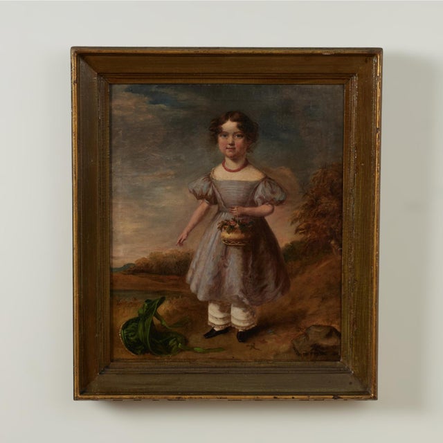 Rare and remarkable pair of 19th century oil paintings on canvas of Adelle and Hannah Fletcher Binns each in a grey dress...