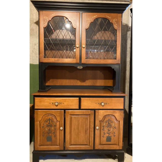 Hitchcock Early American Display Hutch With Unique Brass Door