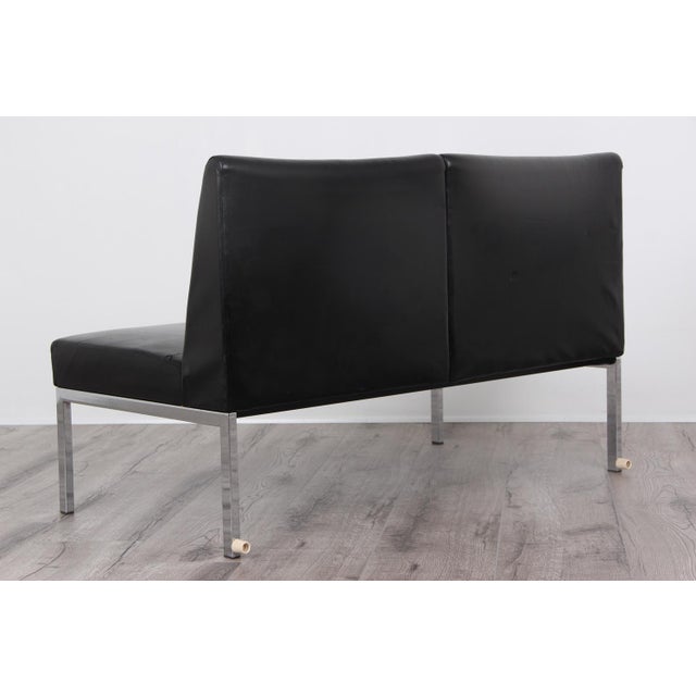 Black Faux Leather and Chrome-Plated Frame Sofa from Wilkhahn, 1970s For Sale - Image 5 of 12