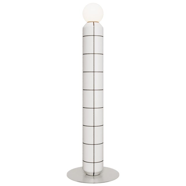 Handcrafted Ceramic and Glass Floor Lamp in White with Black by Svitanok For Sale - Image 4 of 4