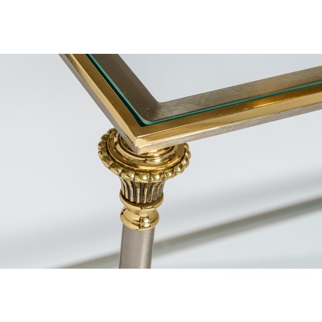 Maison Baguès French Hollywood Regency Style Mixed-Metal Rolling Drinks Trolley, Circa 1970) For Sale - Image 4 of 10
