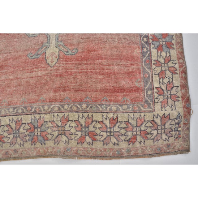 Orange Oushak Vintage Anatolian Wool Carpet For Sale - Image 8 of 9
