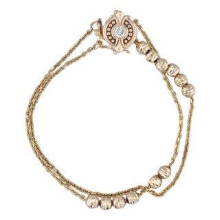 0.27ctw Diamond Slide Charm Bracelet Bead Slides 14k Yellow Gold 7" Starter For Sale