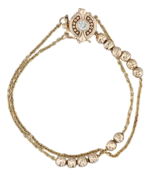 0.27ctw Diamond Slide Charm Bracelet Bead Slides 14k Yellow Gold 7" Starter