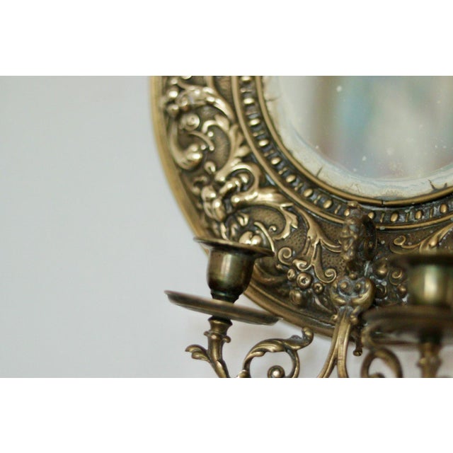 Mid-Century Modern Antique Swedish Brass Sconces with Mirrors, Set of 2 For Sale - Image 3 of 18