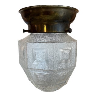 1940s Art Deco Brass & Frosted Glass Ceiling Lamp For Sale