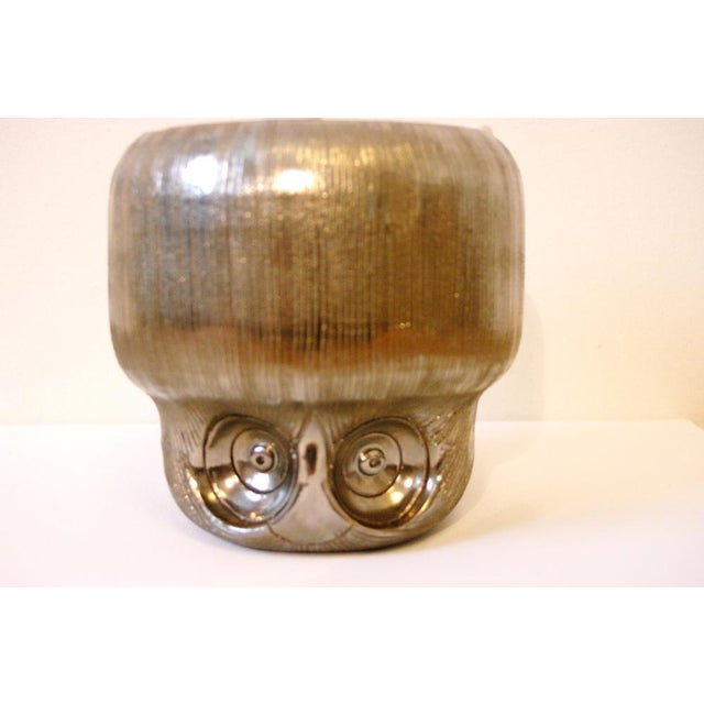 Silver Ceramic Owl by Aldo Londi for Bitossi, Italy, 1970s For Sale - Image 8 of 9