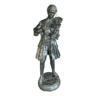Metropoliton Galleries Attributed Life Size Bronze Garden Statuary of Mozart For Sale