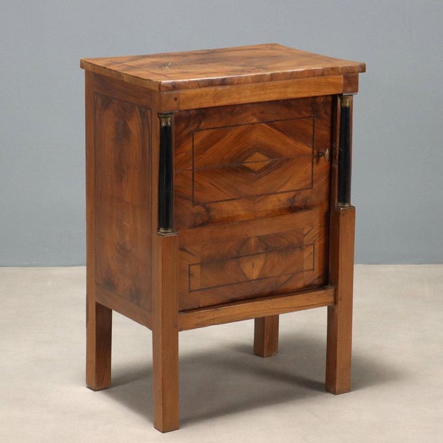 Empire Bedside Table in Walnut For Sale - Image 9 of 9