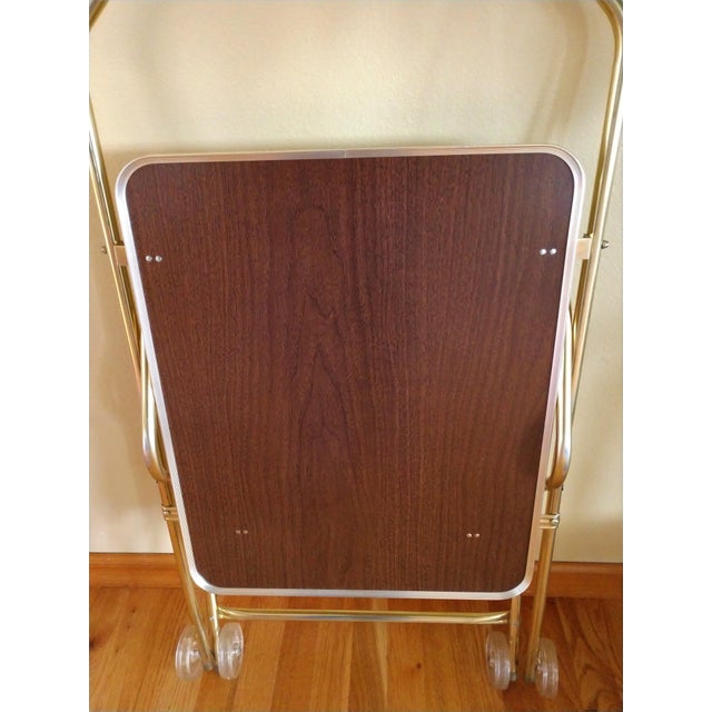 Mid Century Modern Folding Tray Table Rolling Cart With Glitter Wheels