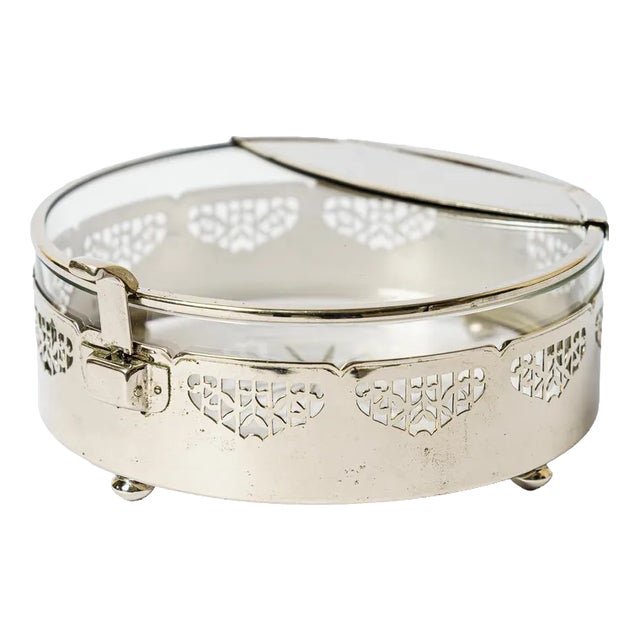 Art Deco Nickel-Plated with Cut Glass Centerpiece, Vienna, 1920s For Sale