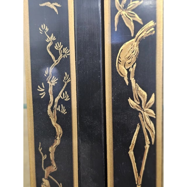 Wood Late 20th Century Drexel Heritage Black Lacquer Et Cetera Chinoiserie China Cabinet Bookcase For Sale - Image 7 of 11