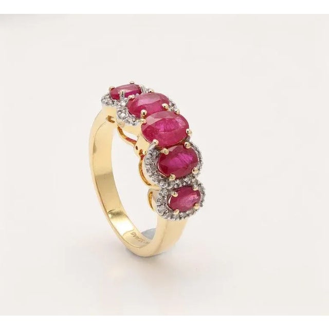 Art Deco Art Deco 3.05ct Ruby Diamond Band, Ruby Engagement Ring Size 7 For Sale - Image 3 of 5