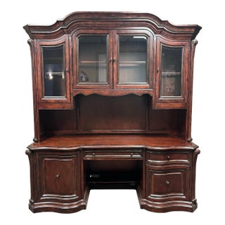Hooker 'Seven Seas Collection' Office Desk Credenza With Illuminated Hutch For Sale