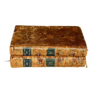 Antique 18th Century French Leather Bound Book Set of 2