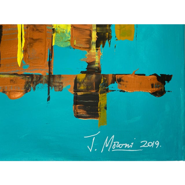 Vibrant Expressionism: Modern French Multicolored Abstract Oil Painting This captivating French abstract oil painting...