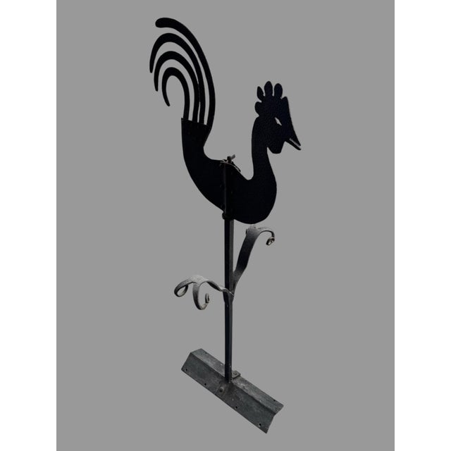 Primitive Wrought Iron Country Folk Art Figural Rooster Ornamental Weathervane In very good original condition showing...