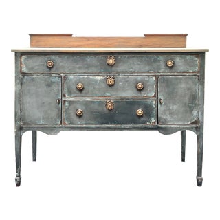 Tall Gustavian Inspired Hand Painted Hepplewhite Sideboard Credenza For Sale