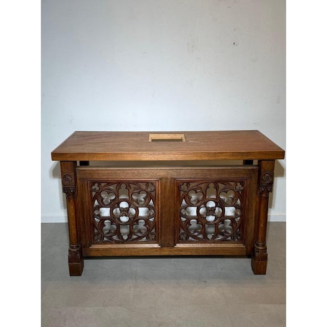 Carved Gothic Wooden Console Table, 1800s For Sale - Image 3 of 7