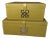 Vintage Global Views Chartreuse Leather Decorative Boxes With Polished Chrome Greek Key Hardware - Set of 2 For Sale