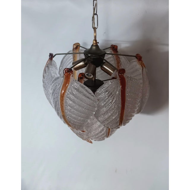 Vintage Glass Leaves Pendant Lamp, 1970s For Sale - Image 6 of 13
