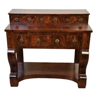 1890s Antique American Empire Flame Mahogany Server / Buffet For Sale