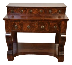 1890s Antique American Empire Flame Mahogany Server / Buffet