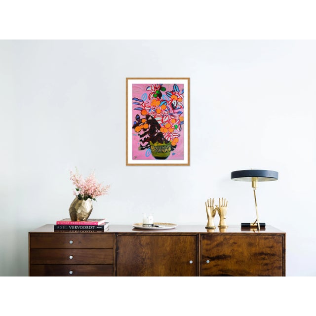 Contemporary Orange Tree by Jelly Chen in Gold Framed Paper, Large Art Print For Sale - Image 3 of 4
