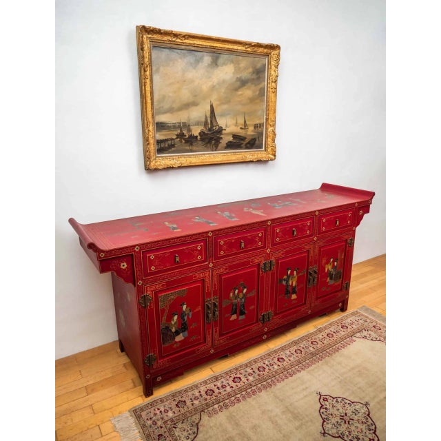 Chinese Painted Chest of Drawers in Brass For Sale - Image 3 of 12
