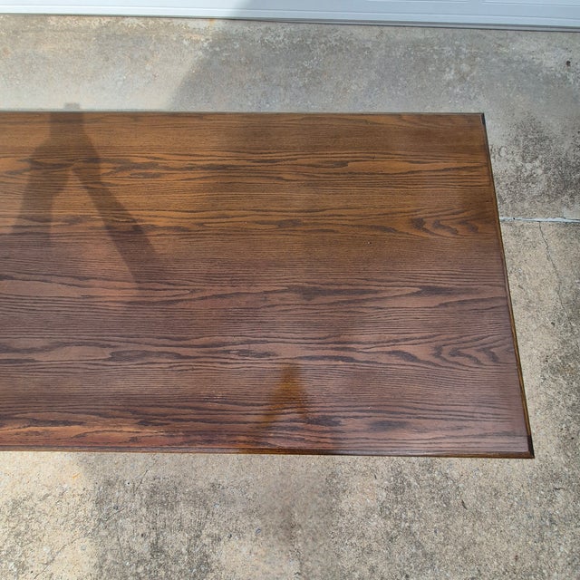 1990s 1990s Vintage Pennsylvania House Queen Anne Chippendale Stained Oak Library Table Desk For Sale - Image 5 of 10