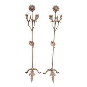 Victorian Wrought Iron Sunflower Floor Lamps