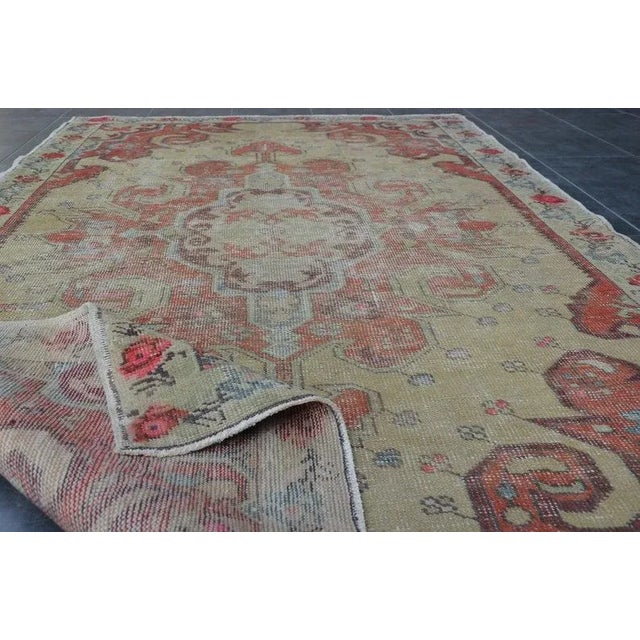 1960s Vintage Floral Turkish Pastel Oushak Rug-4'7x7'3" For Sale - Image 5 of 11