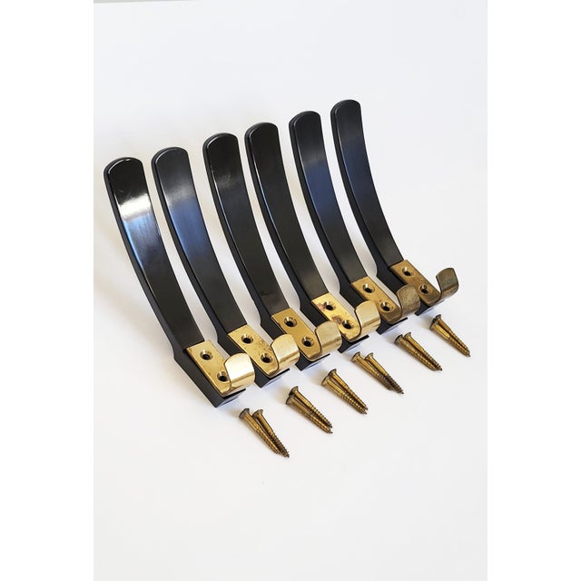 Gorgeous set of 6 hooks in typically modernist Austrian fashion from the 1950s - similar to Carl Auböck, Werkstätte...