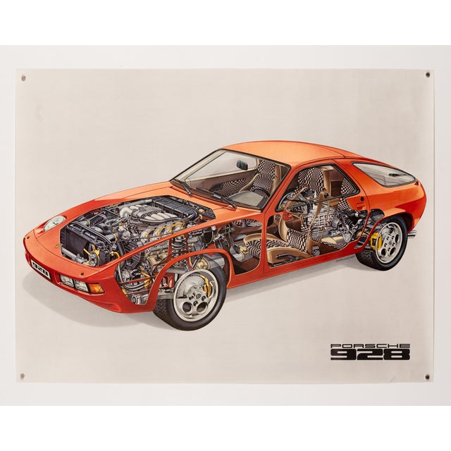 Modern Porsche 928 Red Cutaway Poster, 1980 For Sale - Image 3 of 9