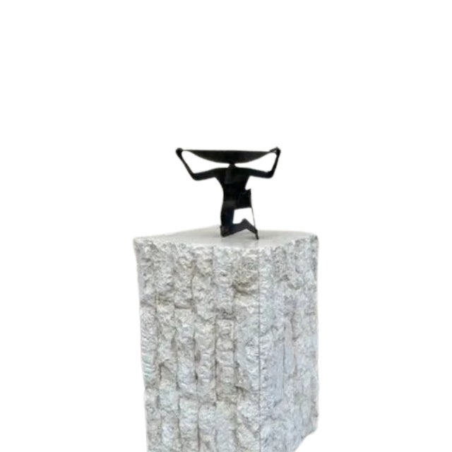 Abstract Cast Iron Atlas Sculpture “Carrying the World on Your Back” Candle Holder For Sale - Image 3 of 5