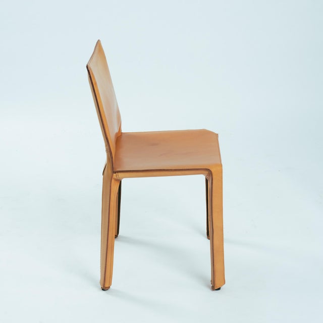 Animal Skin Model 412 CAB Dining Chairs in Cognac Leather by Mario Bellini for Cassina, 1990s, Set of 6 For Sale - Image 7 of 18