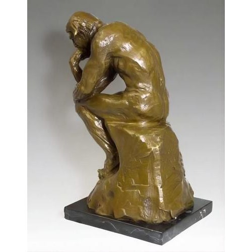 Modern Brown Patinated Thinker Sculpture, 20th Century, Bronze For Sale - Image 6 of 7