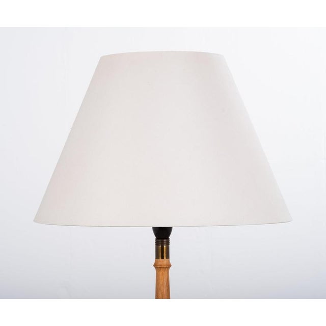Danish Teak and Brass Floor Lamp with Original Shade, 1960s For Sale - Image 3 of 8