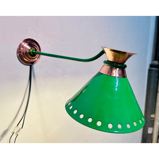 Forest Green Vintage Copper Wall Lights, 1950s, Set of 2 For Sale - Image 8 of 13