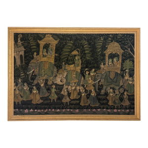 Large Indian Traditional Painting on Silk/Framed