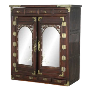 Antique Chinese Hardwood Wedding Cabinet with Mother of Pearl Inlay 19th Century