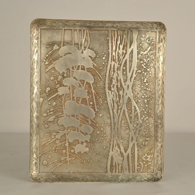 Large Double Door Handles with Etched Silver Plated Texture, 1960s For Sale - Image 4 of 12