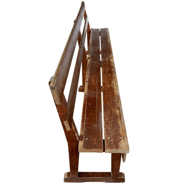 Rustic Scandinavian Painted Pine Benches, 1890, Set of 2 For Sale - Image 3 of 9