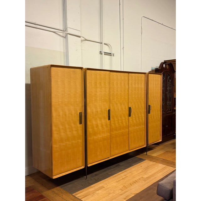 Italian Mid 20th Century Silvio Cavatorta Italian Birch Wood Wardrobe With Three Sections For Sale - Image 3 of 12