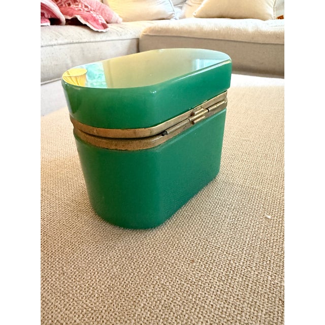 Antique opaline jewelry box or perfume casket. Likely from late 19th century.